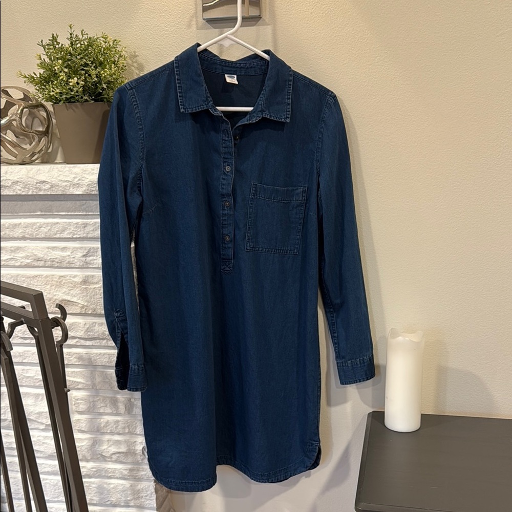Old Navy Blue Denim Shirt Dress